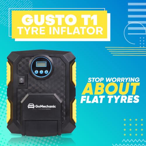 GoMechanic Accessories Gusto T1 Digital Car Tyre Inflator With Auto Cutoff feature And LED Light (1 Year Warranty)_1